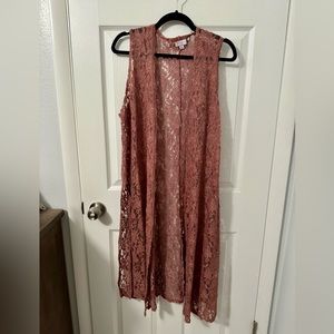 Rose lace sleeveless duster - Lularoe, size medium